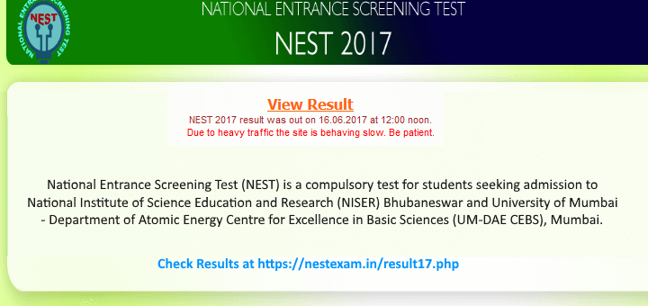 NEST 2017 results