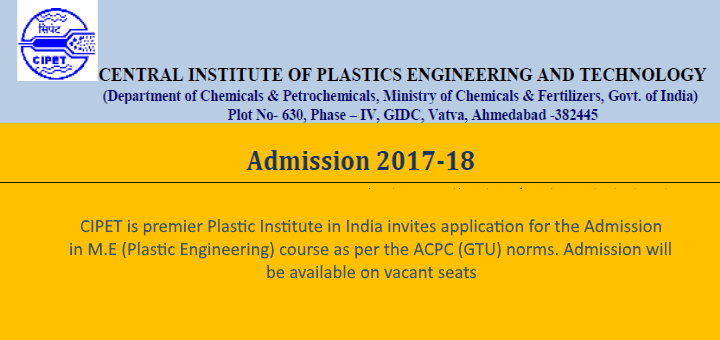 CIPET-Ahmedabad M.E Admissions